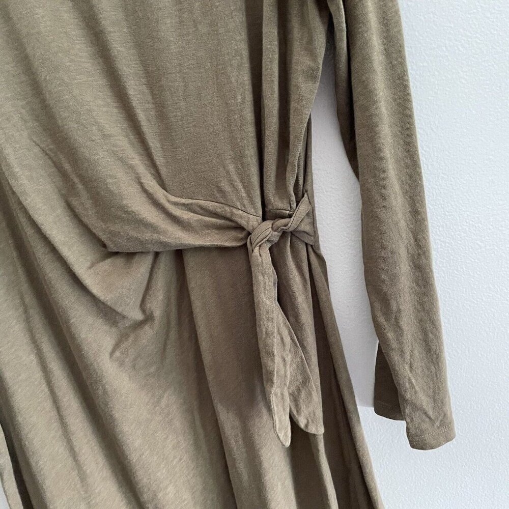 Aerie Women L Olive Green Cotton Casual Long Sleeve Side Tie T-Shirt Dress - Picture 6 of 12